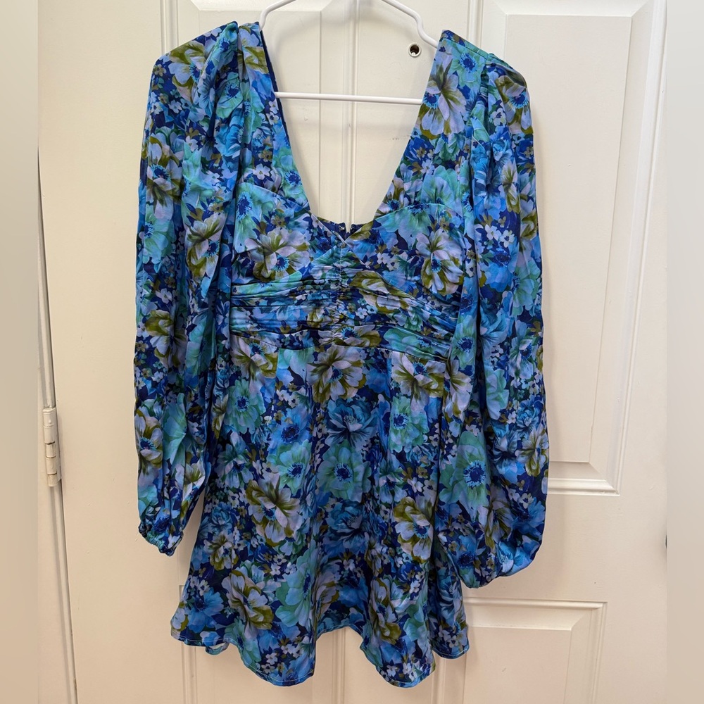 NWT For Love And Lemons Blue and Green Floral Dress